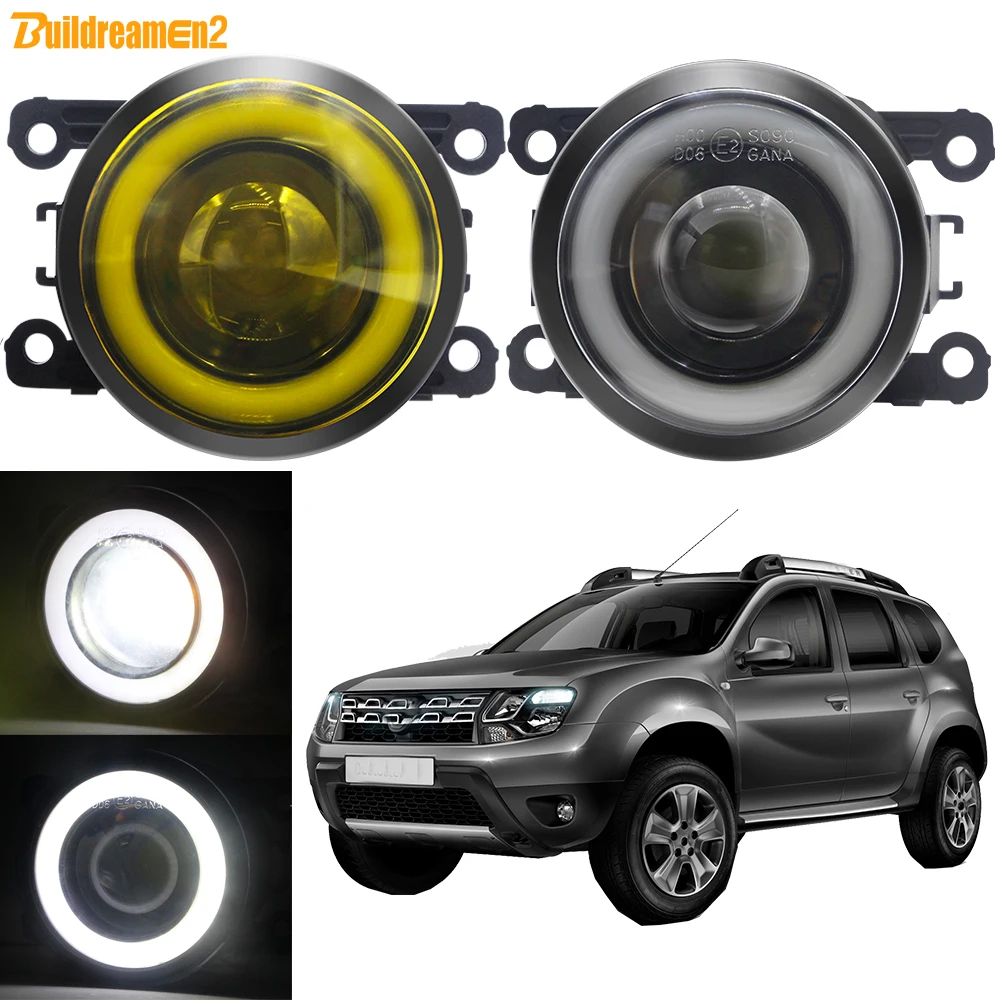 2 Pezzi 30W 3000Lm Led Fendinebbia Angel Eye Drl Per Renault Duster 2012-2020 Car Front Cob Fendinebbia Daytime Running Lamp