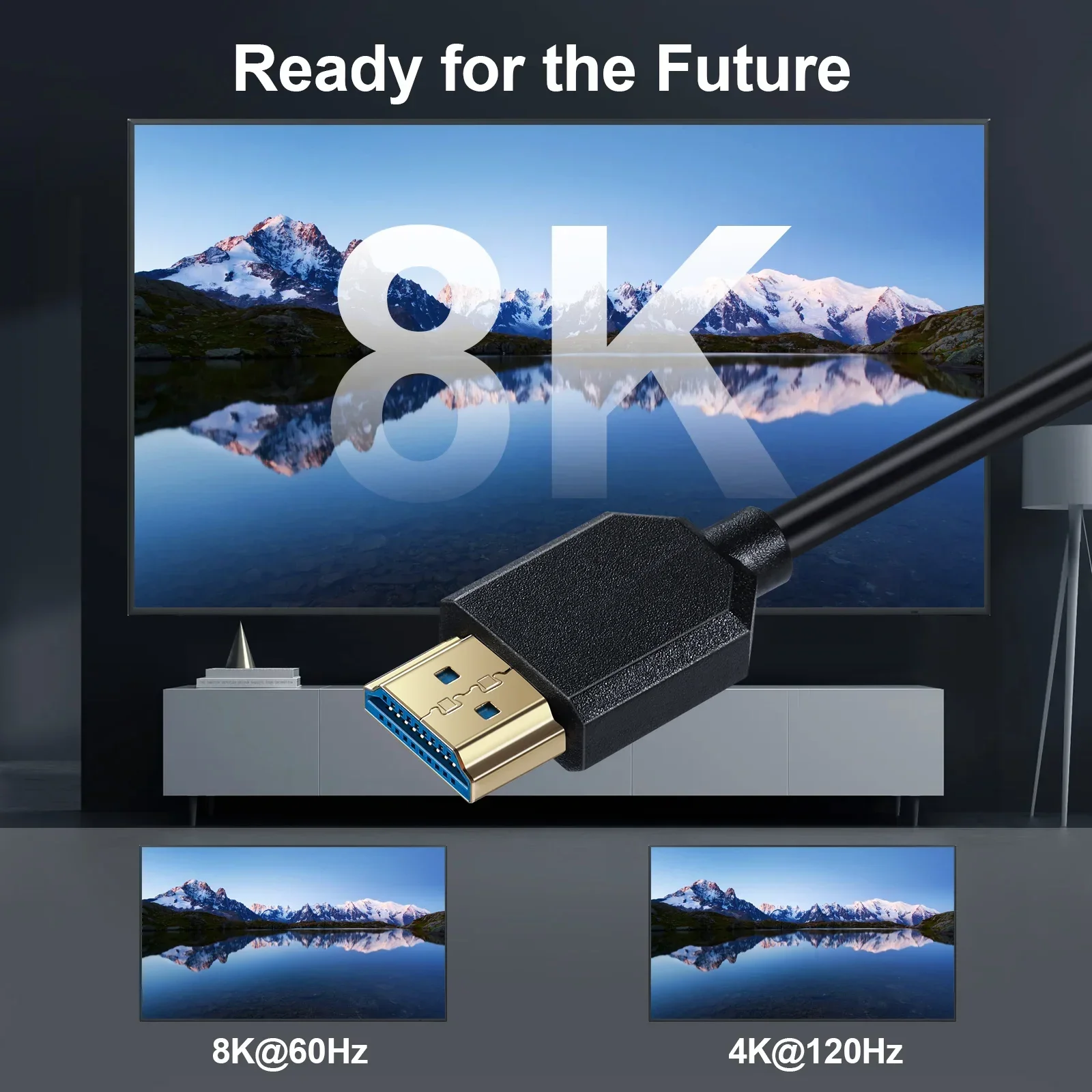 HDMI ȣȯ ö ͽټ ڵ ̺, ķڴ 8K  ÷ú  HDMI ڵ, 48Gbps  3D 8K60, 4K 120Hz