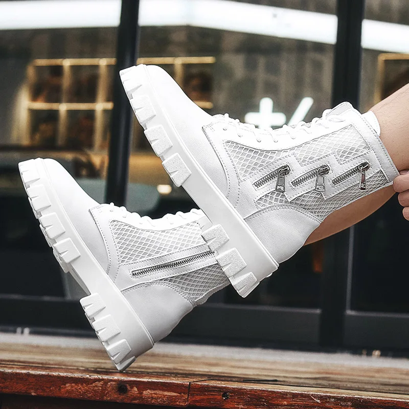 

Summer Breathable Men Boots Fashion Street Style Casual Shoes Personalized Trend High Top Men Shoes Comfortable Casual Boots