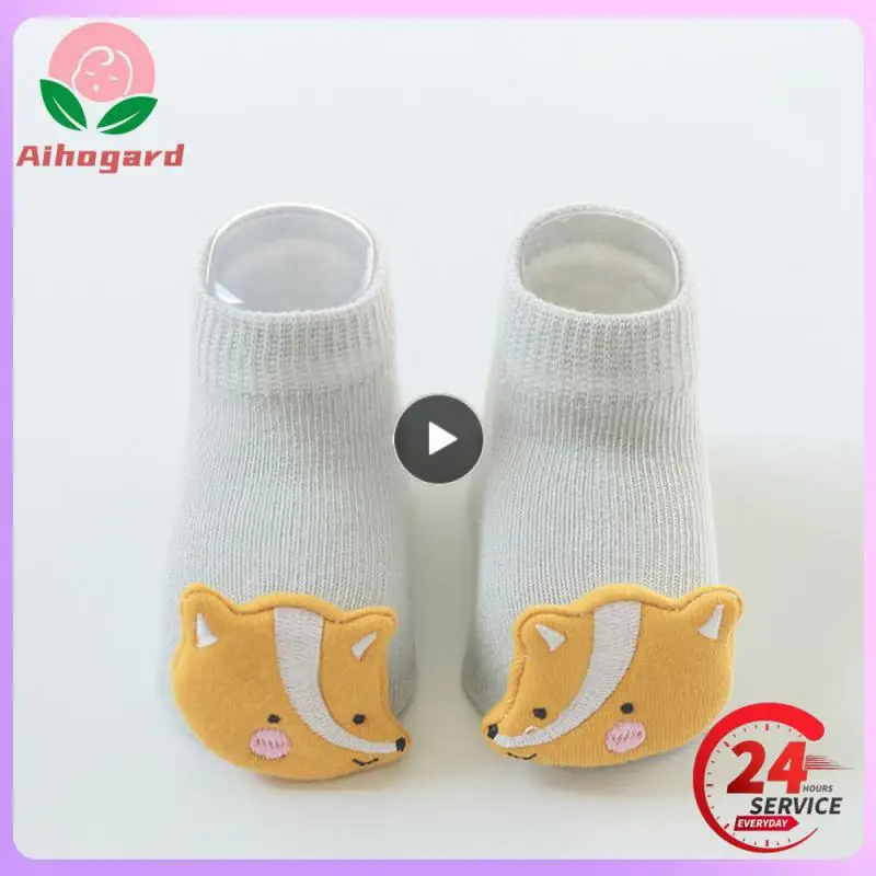 

1PCS Cute Baby Boy Girl Socks Kids Dinosaur/fox Newborn Cheap Stuff Anti Slip Sokken for 0-3years Bebe Infant Toddlder Floor