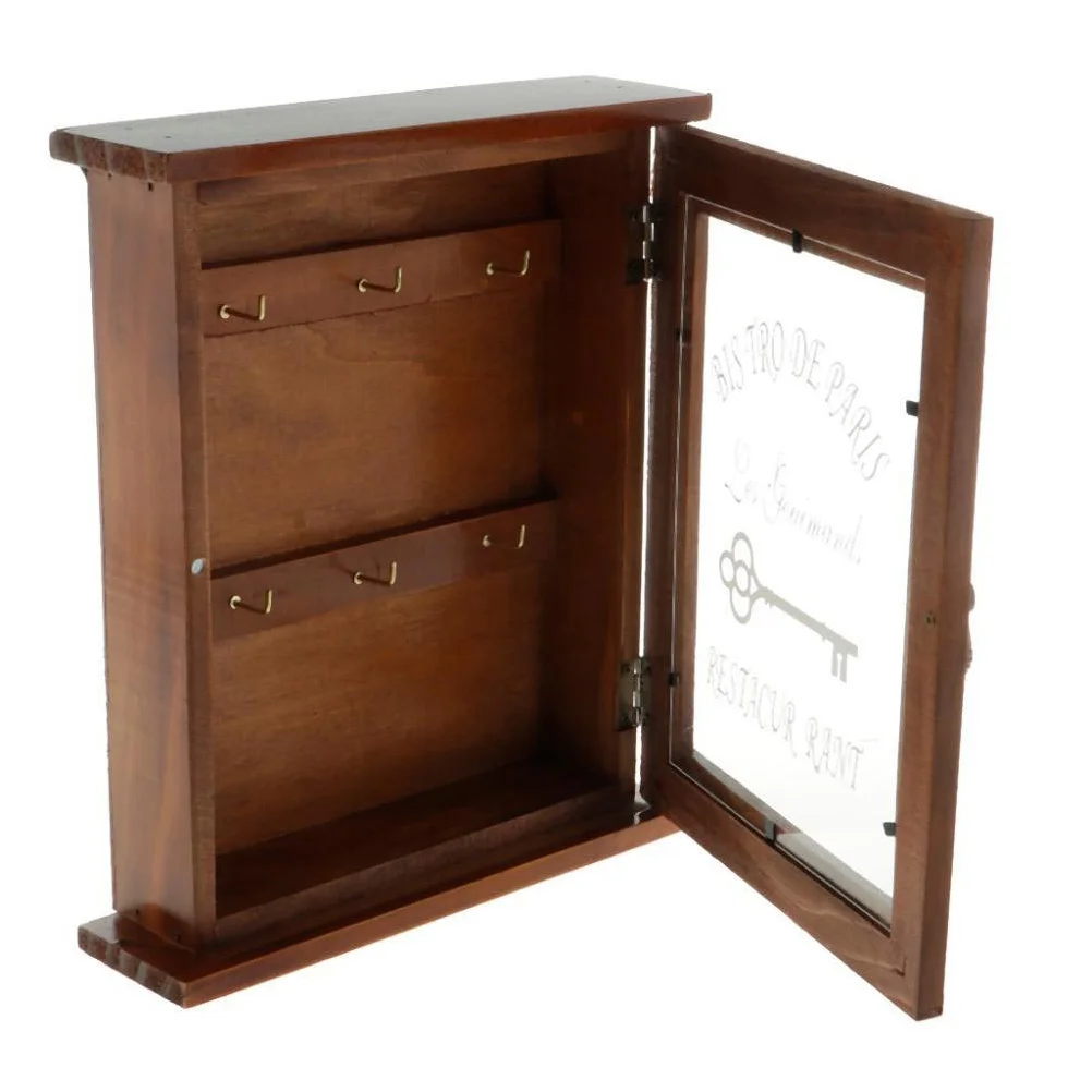 Key Wall Holder Box Storage Cabinet Rustic Decorative Organizer Entryway Wood Hook Case Mail Shelf Management Wooden Farmhouse