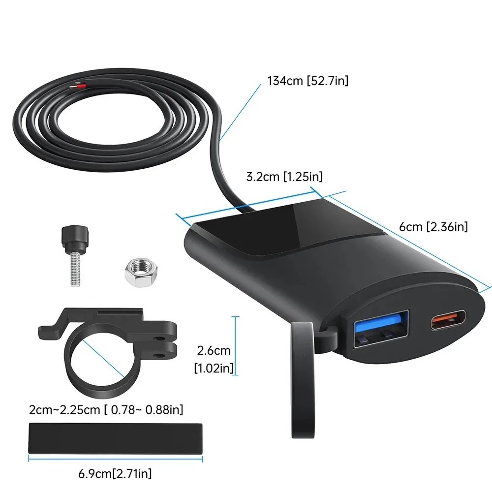 PD + QC3.0 오토바이 USB 충전기, 30W USB-C 충전기, IP67 방수 핸들 바 장착 브래킷 충전기, 디지털 카메라 휴대폰용