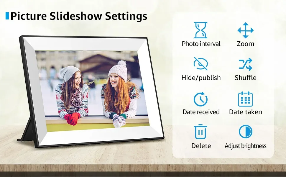 Description Picture 4 of itemFrameo 10.1 Inch Electronic Photo Frame Digital Smart Picture WiFi HD IPS Touch Screen Photo 1080P Video 32GB Auto Rotation Gift