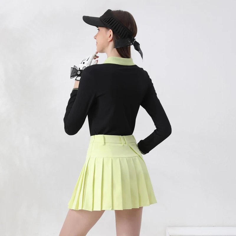Spring/fall Golf Apparel Women's Long Sleeve V-collar T-shirt Skirt Tennis Suit Ladies Sports Slim Tops Fashion Golf Set