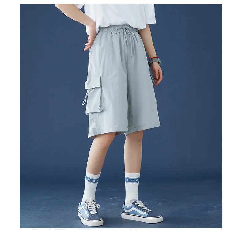 korean dress 2022 Summer New Overalls Shorts Women Handsome Drawstring Pocket Design Loose Five-point Pants zara shorts