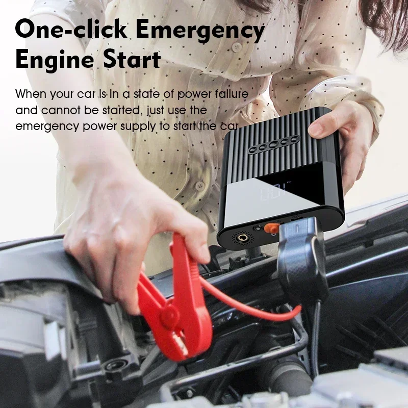 Air Pump Electric Tire Inflator Air Compressor Pump Air Compressor Tire Inflator Inflatable Pump Tire Inflator Gun EAFC Jump Starter 4 In 1 Pump Air Compressor 600A 8800mAh Power Bank 12V Digital Tire Inflator 150PSI Emergency Battery Boost