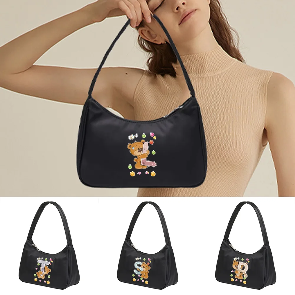 Women Shoulder Bags Underarm Pouch Commute Tote Bags Daily  Handbag Underarm Shoulder  Pouch Purse Clutch Bear Lettern Pattern