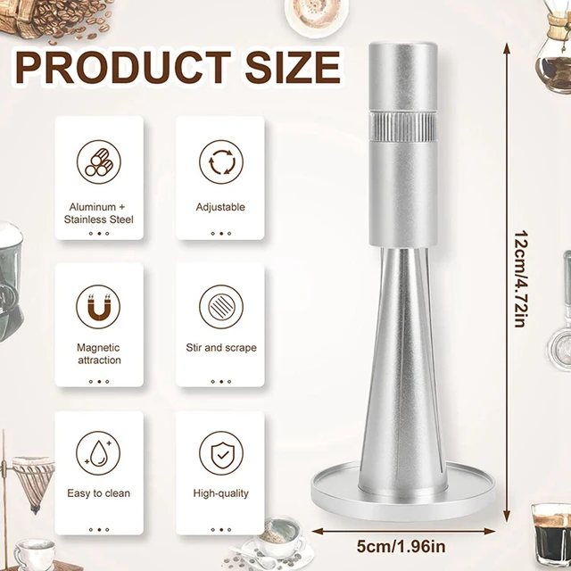 Forgatható Eszpresszó Kávé Keverő Wdt Szerszám Tű Típusú Disztribútor Professzionális Barista Kézosztó Ezüst - Image 6
