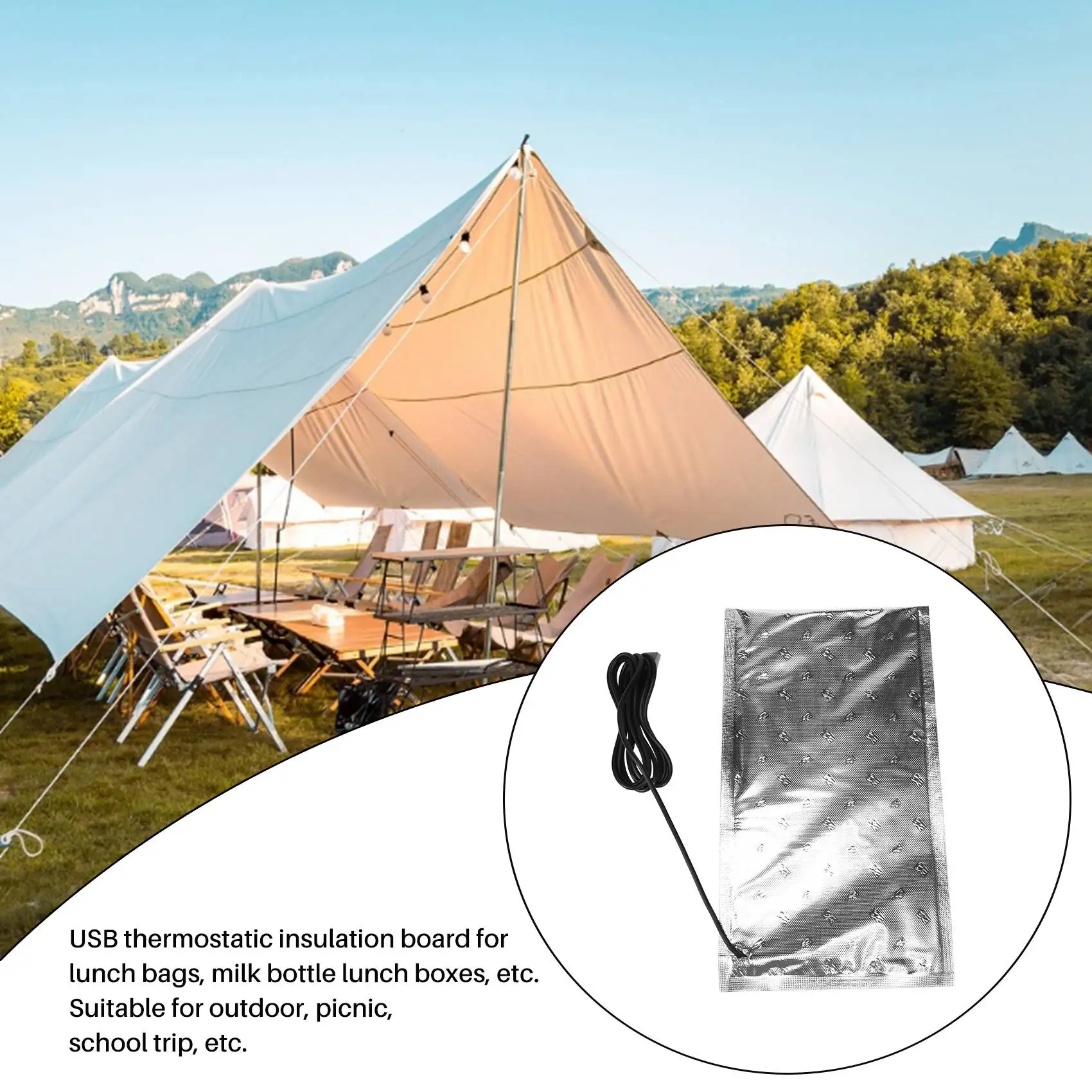Outdoor Tool USB Thermostat Heat Preservation Plate Bag Lunch Plate Food Bag Heater Milk Thermal Warmer Rich