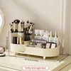 Cosmetics Storage Box Rotating Pen Holder Vanity Table Desktop Makeup Brush Organizer Lipstick Eyeshadow Powder Puff Shelf -- 6