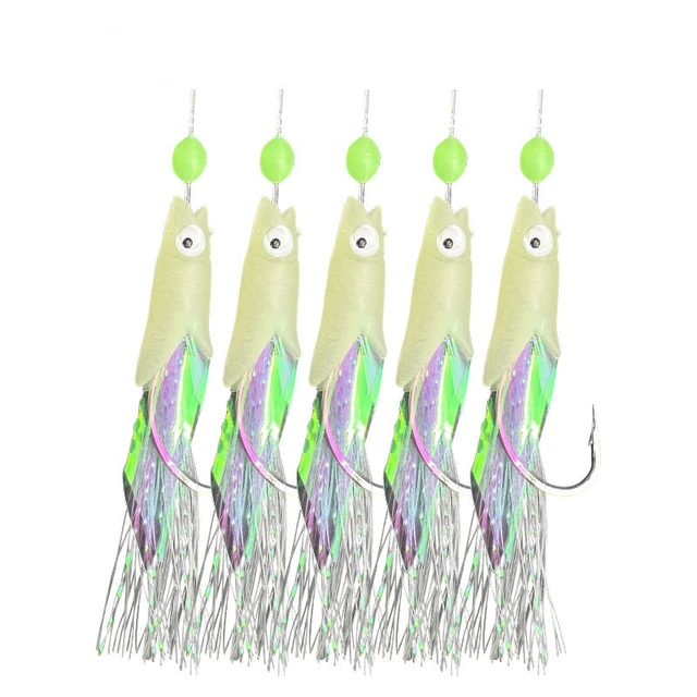 5pcs Artificial Bait Laser Fish Skin Spanish Mackerel Hook