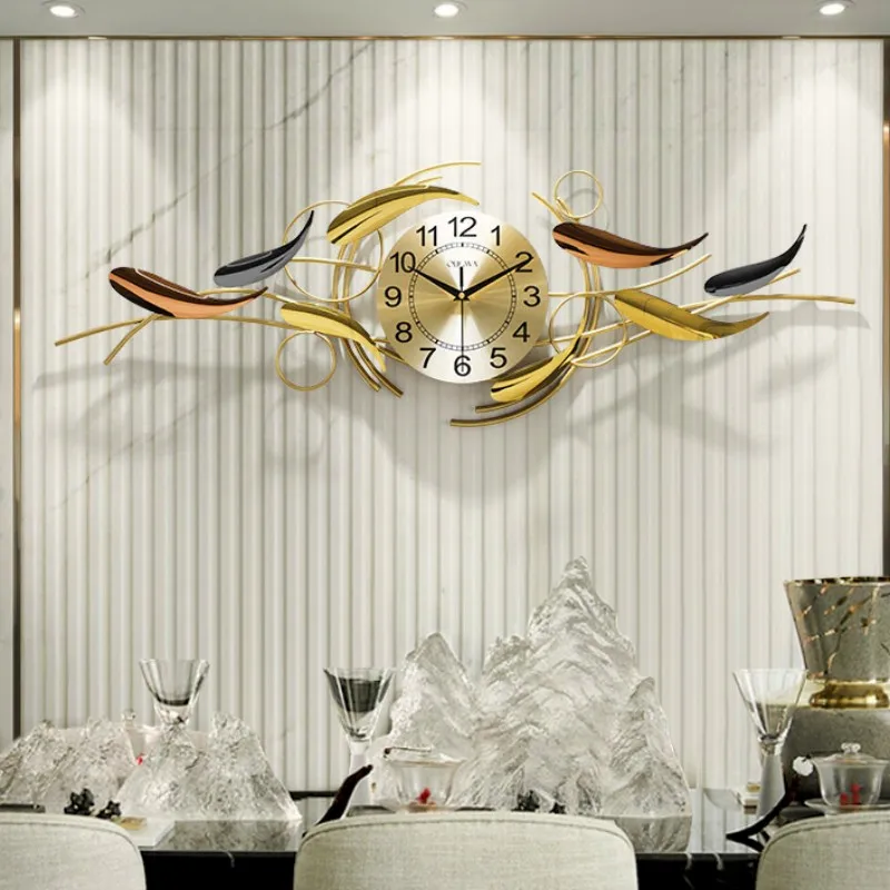 Nordic Light Luxury Art Deco Clock Wall Clock Bedroom Creative Atmospheric Wall Watch Decor