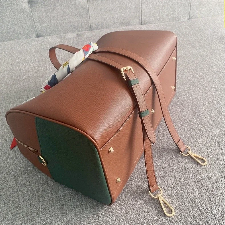 KPOP Boys Boston Bags V Design Mute Unisex Bostons Crossbody Bag PU Large Capacity Shoulder Bags with Silk Scarf Bag Organizer