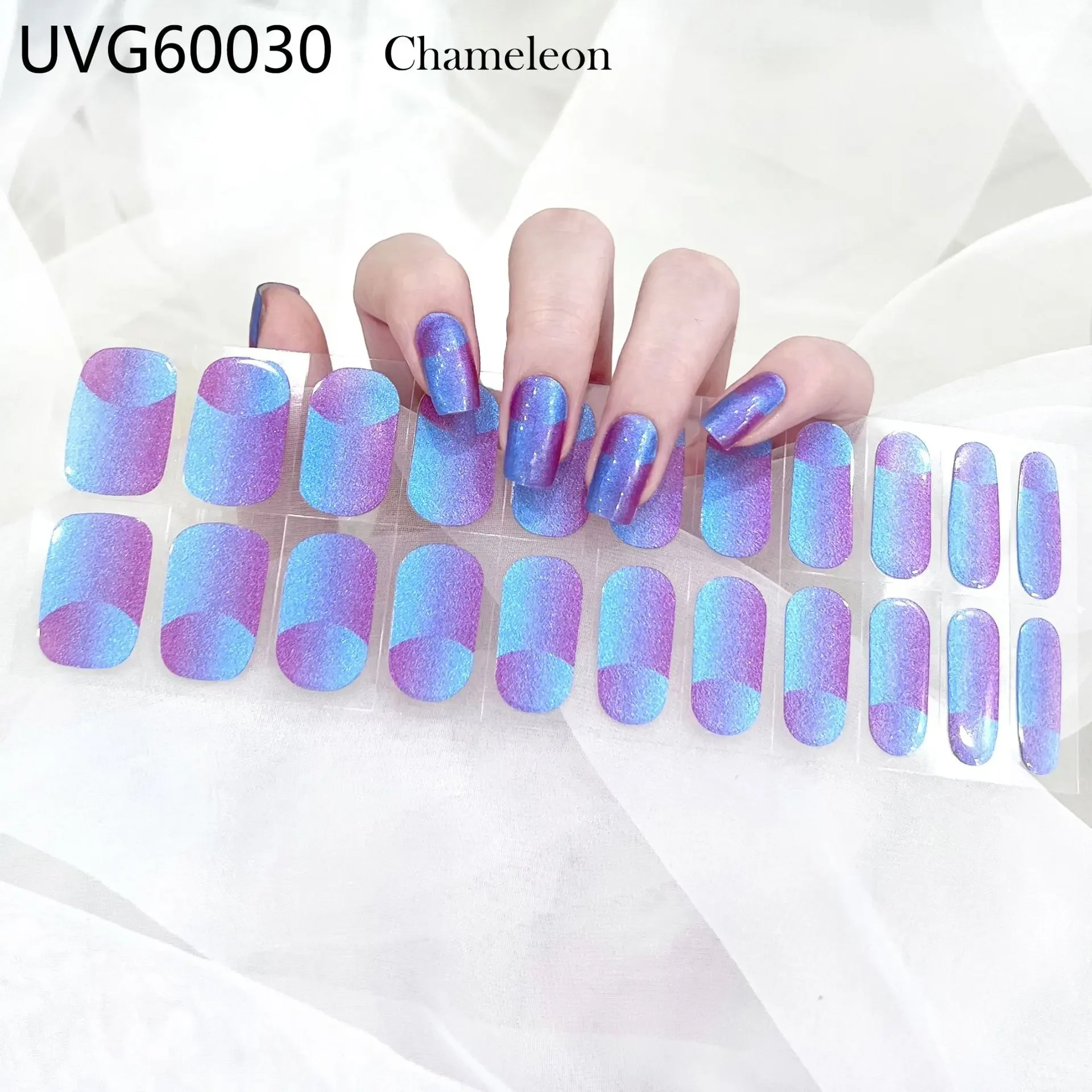 Multicolor Decals Gel Nail Stickers UV Lamp Semi Cured Gel Nails Strips High Quality Use Nail Maniko 22Tips/Sheet