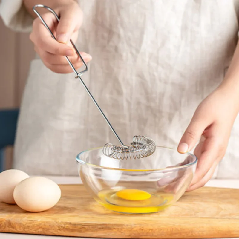 Stainless Steel Portable Spring Egg Stirrer Beater Baking Pastry Tools Manual Coil Whisk Milk Blender Whisking For Kitchen Tools