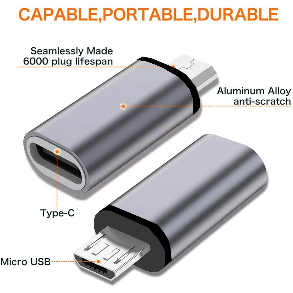 4개입 USB C 암-마이크로 USB 수 어댑터, 마이크로 USB-USB C 어댑터, 넥서스, LG, Xbox, 삼성 갤럭시 기기 호환