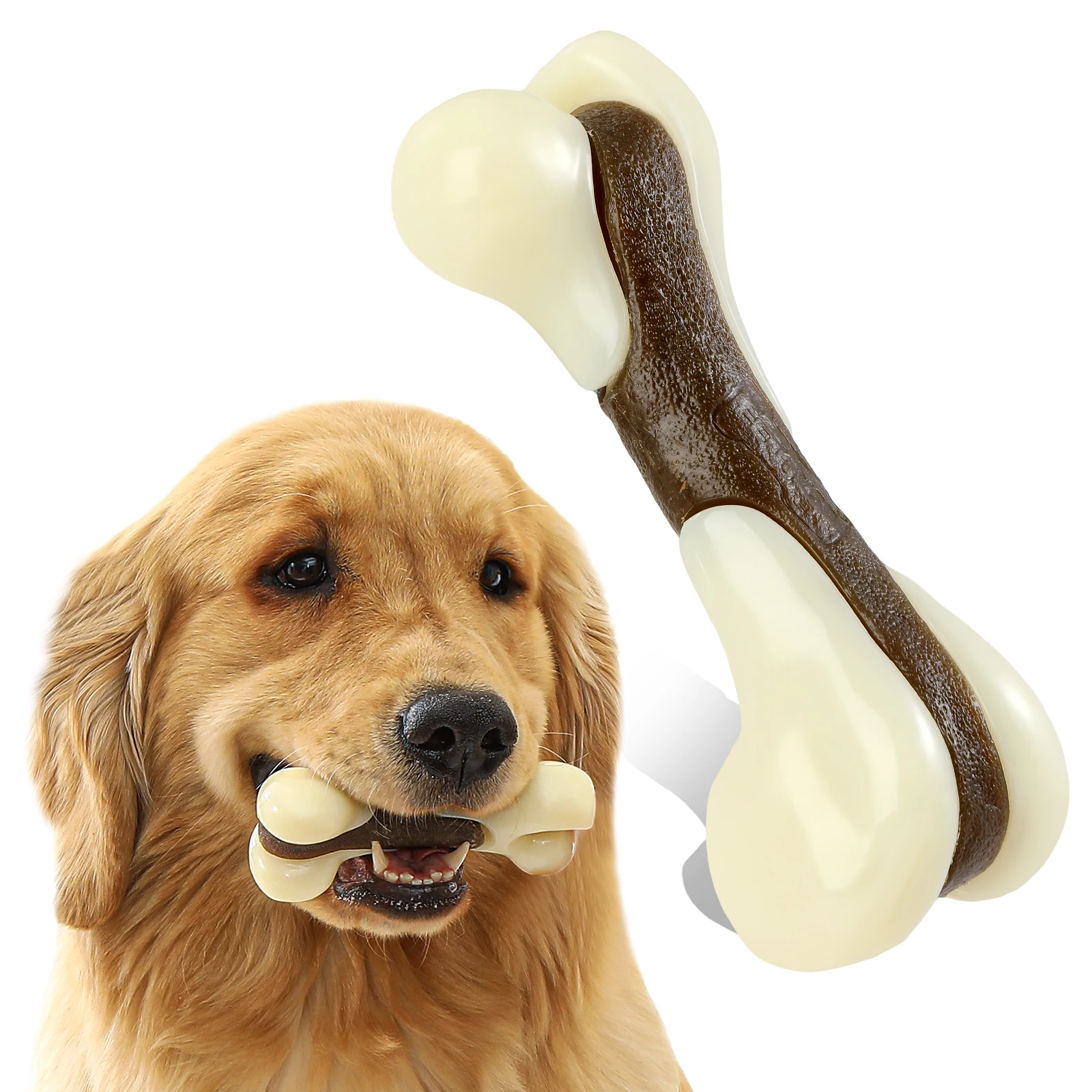 Dog Chew Toys,Beef Flavor Dog Bones Chew Toys for Aggressive Chewers
