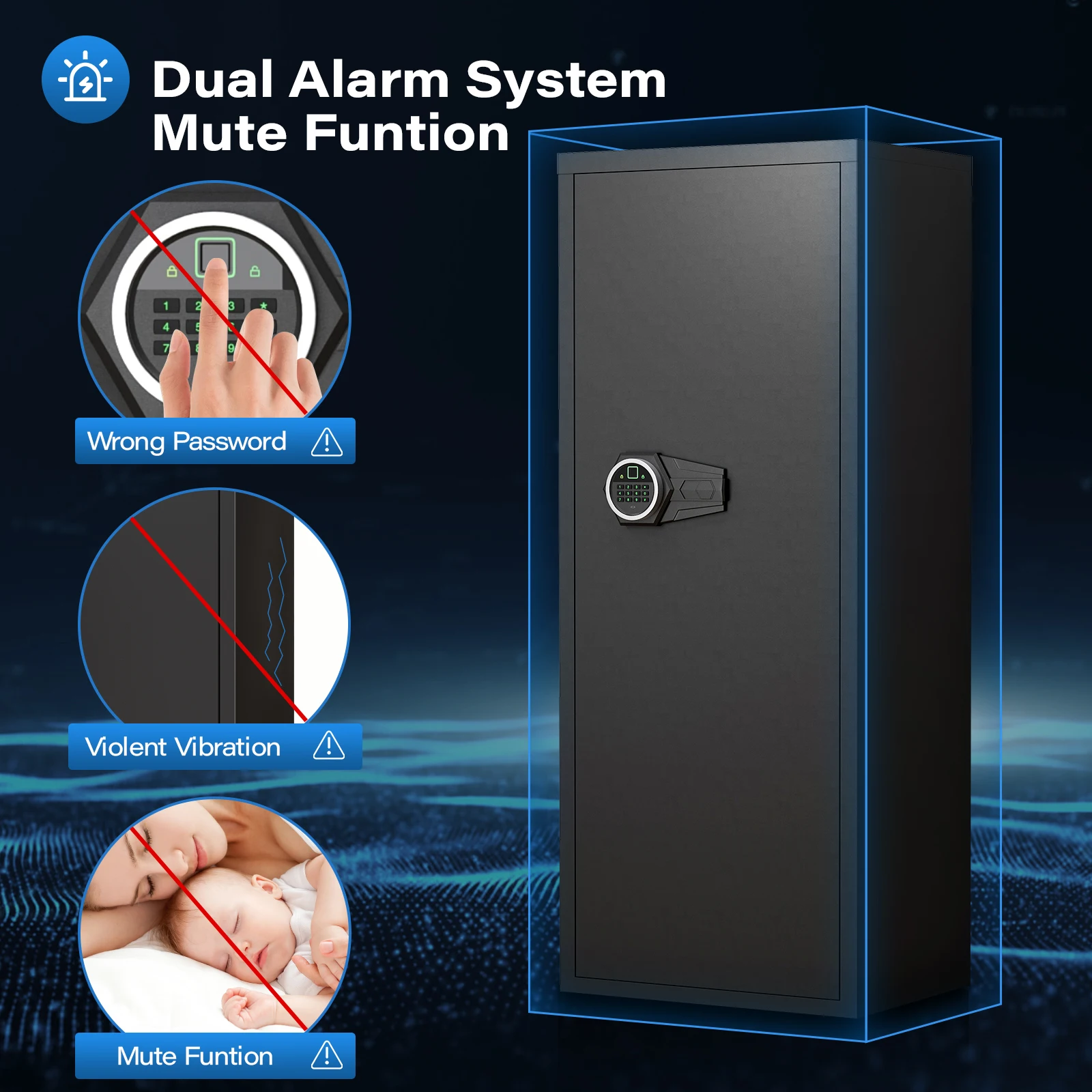 Large Biometric Gun Safe with Magnetic Light