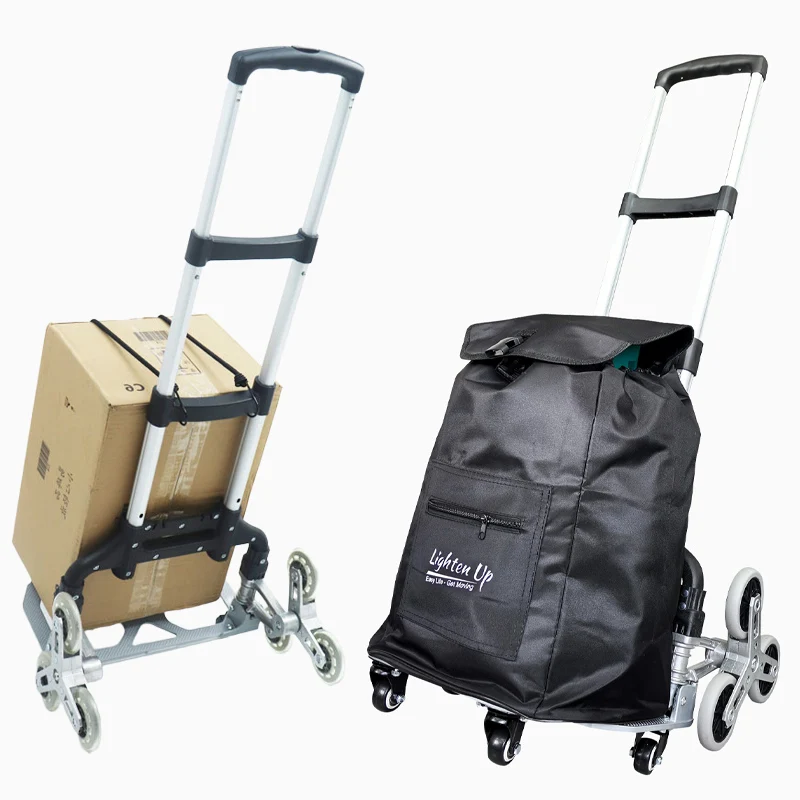 High-load-bearing Portable Hand Cart Camping Wagon Folding Trolley with Bungee Cord for Upstairs Cargo with Wheel portable hand cart