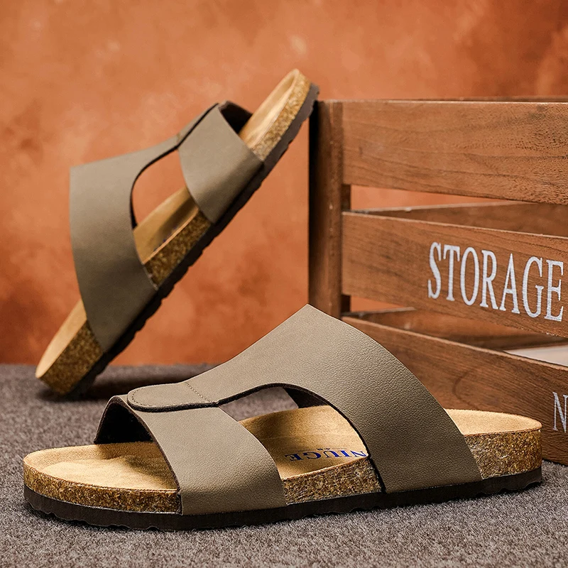 Men's Summer Cork Clogs, Anti-slip Casual Outdoor Slides_voghion.com