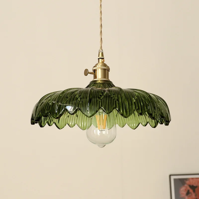 

Modern Glass Pendant Lighting Fixture Luminaire Green Flower Bar Restaurant Hanging Light Lamp Creative Shop Bedroom Bedside