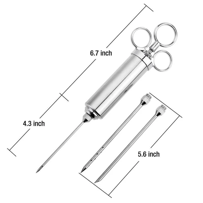 Meat Injector Syringe Kit meat injector syringe Grill Turkey BBQ Seasoning Sauce Flavor Needle Cooking Syringe Stainless Steel Injector Cooking Syring