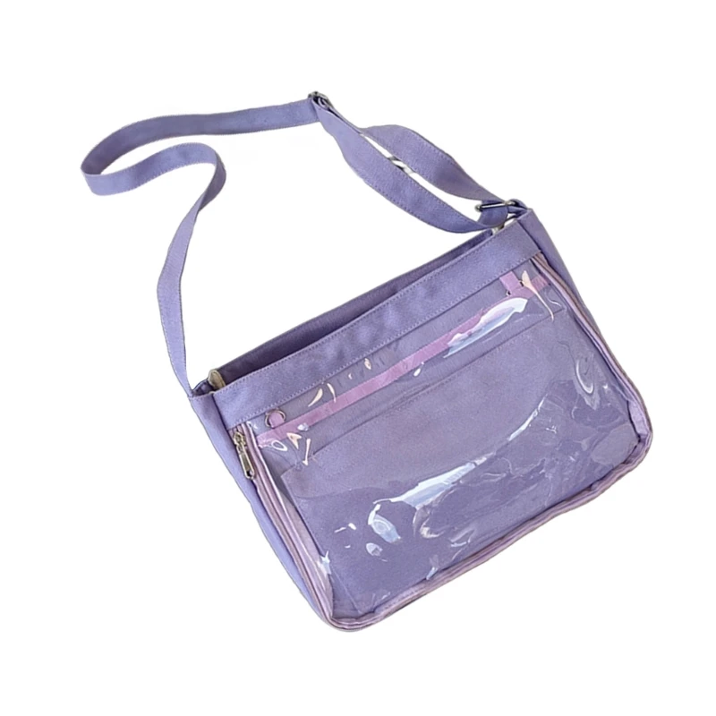 School Girl Student Uniform Crossbody Bag Japanese Clear Window Canvas Shoulder Handbag Anime Pin Display Itabag