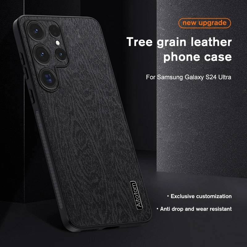 Tree Pattern Leather Matte Back Cover For Samung Galaxy S24 5G Cae Silicone Shockproof Coque SamungS24 S 24 Ultra_voghion.com
