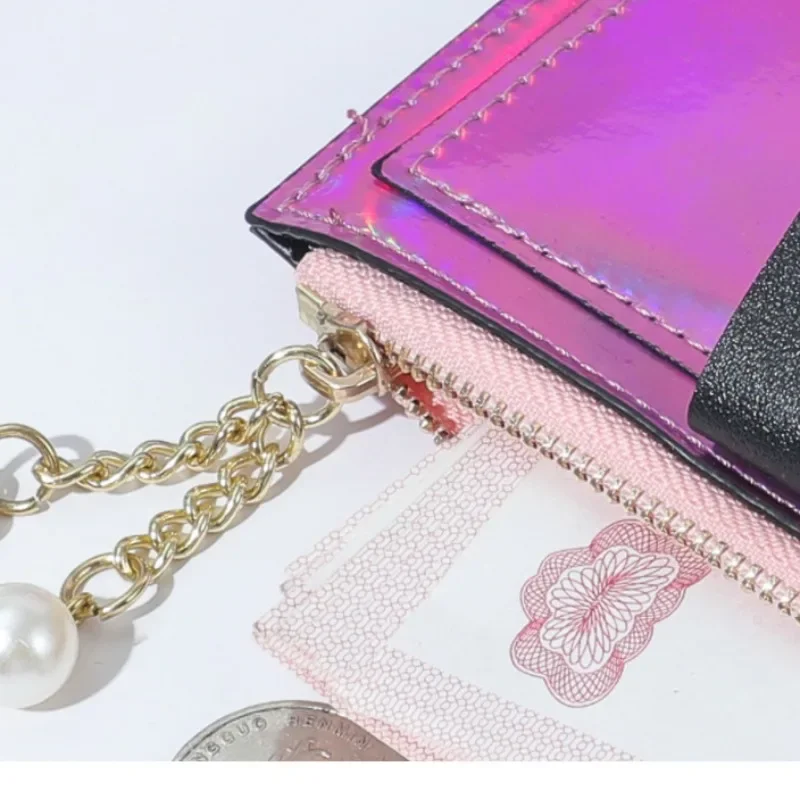 Women Fashion Short Wallet Purse Laser Colorful PU Leather Zero Purse Wallet Credit Card Holder Bags Multi-card Case