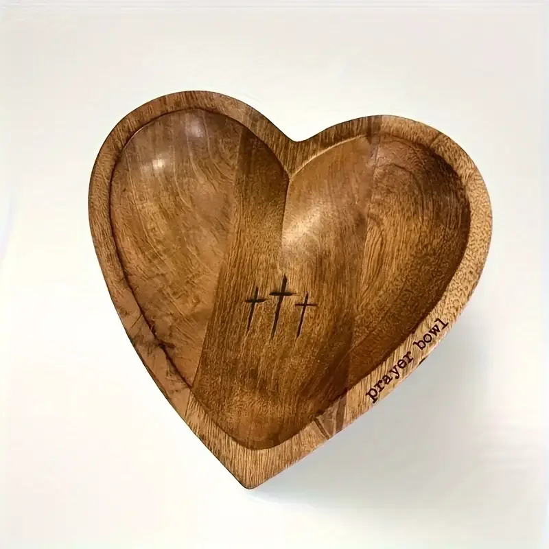 Heart Shaped Wooden Prayer Bowl for Valentine's Day, Mother's Day, Heart Shaped Wooden Prayer Cup -, Centerpiece of Dining Table 5