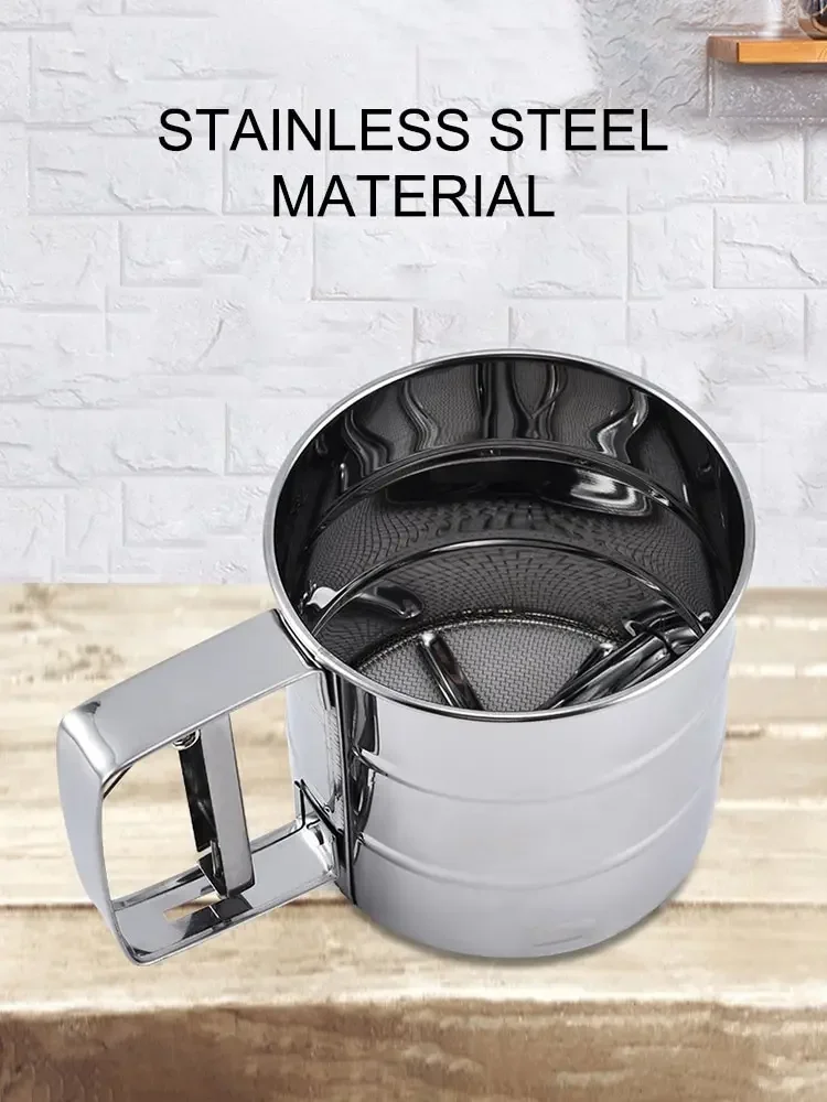 Fine mesh sieve detail for precise baking and pastry making.