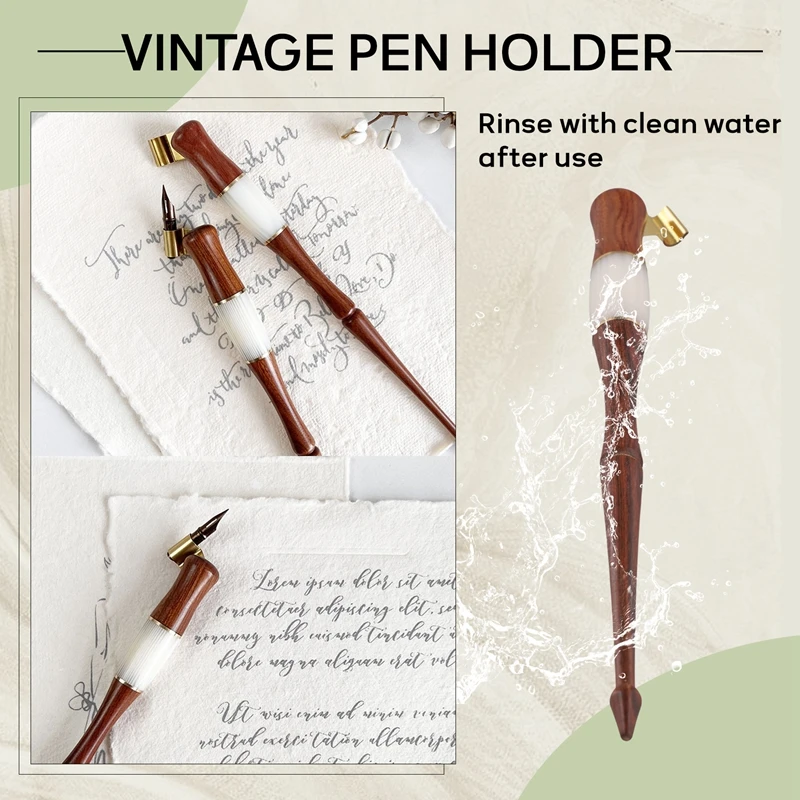 KEKA Wood Calligraphy Dip Pen English Calligraphy Pen Copperplate Script Oblique Dip Holder With Glass Nibs Accessories