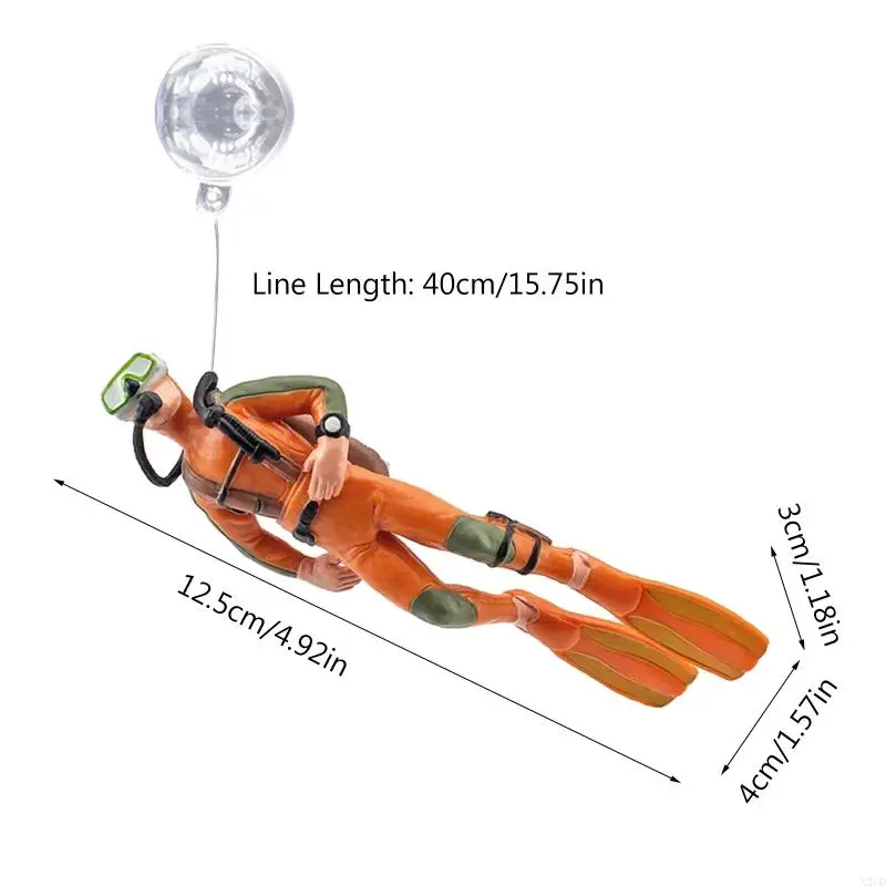 Aquarium Decor Resin Floating Diver Betta Accessories for Small Large Fish Tanks N2UD