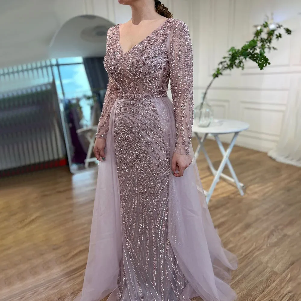 S047d4e03035d47979b5ed83af78bd7ceq Dubai Mermaid Beaded Luxury Blue Muslim Evening Dresses Gowns with Detachable Skirt for Women Party Mallzona