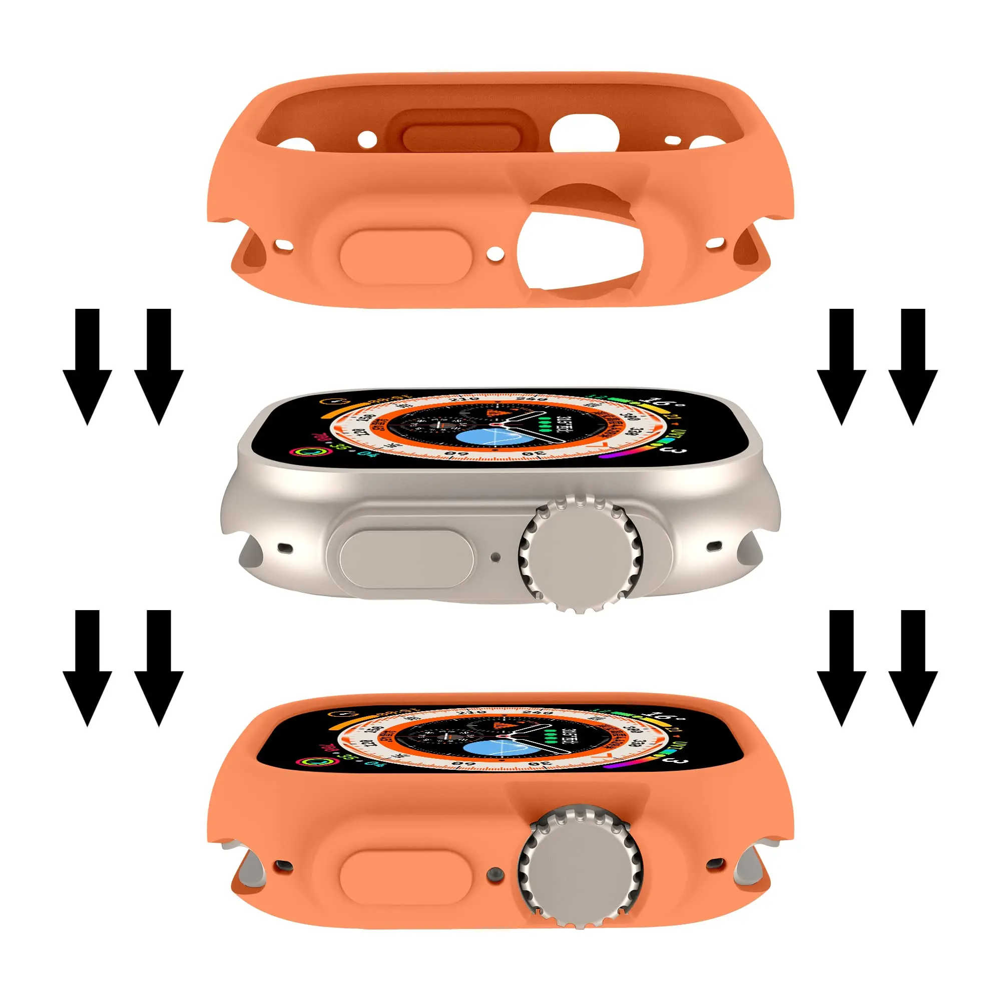Schutzhülle für Apple Watch Ultra 3 2 49 mm, rundum stoßfest, TPU, schützender Silikon-Stoßfänger, kratzfest, iwatch ultra 49 – Detail 7