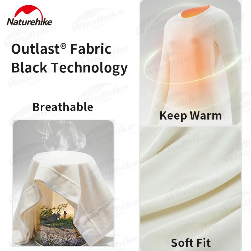 Naturehike Warm Thin Thermal Underwear Suit Outlast&reg; Soft Breathable Outdoor Camping Sportswear 5℃~15℃ Warm Underwear