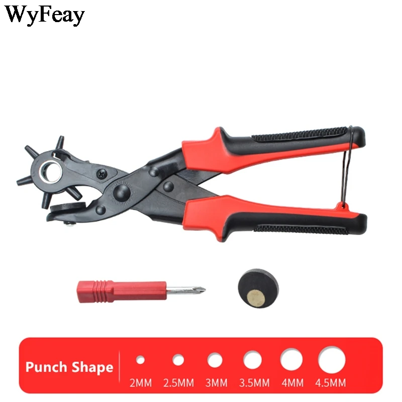 Revolving Leather Punch Plier Punch Hole Tool Puncher Belt Saddle Watch Bands Strap Shoe Fabric Paper working Leathercraft