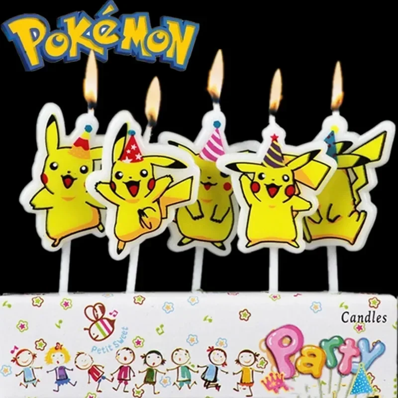 5 Stuks Pokemon Kaars Anime Figuur Pikachu Kinderen Verjaardagstaart Decoratie Levert Schattige Cartoon Feestaccessoires Benodigdheden