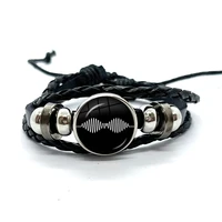 Fashion Creative Design Cartoon Arctic Monkeys Glass Gem Leather Bracelets Multilayer Braided Bangles Handmade Jewelry Gifts 2