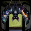 Bat Stained Glass Window Pendant Bat Suncatcher Halloween Decoration Bat Decor Hanging For Home Kitchen Light Garland Plug in 1