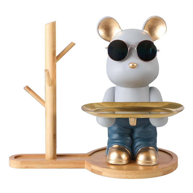 

Креативный поднос в скандинавском стиле с медведем, статуя, украшение для дома, гостиной, конфеты, украшение для новоселья, подарок на день рождения