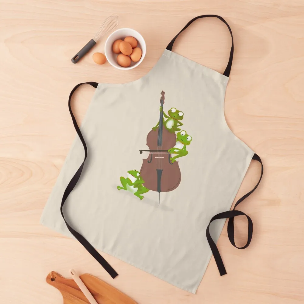 

Three funny frogs playing the double bass Apron Waiter Uniforms Things For The Kitchen painters Apron