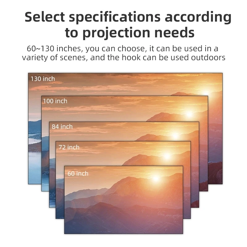 Projector Screen Salange White Grid Anti-Light 16:9 For Home 72 84 100 120 130 Inch Portable Reflective Cloth