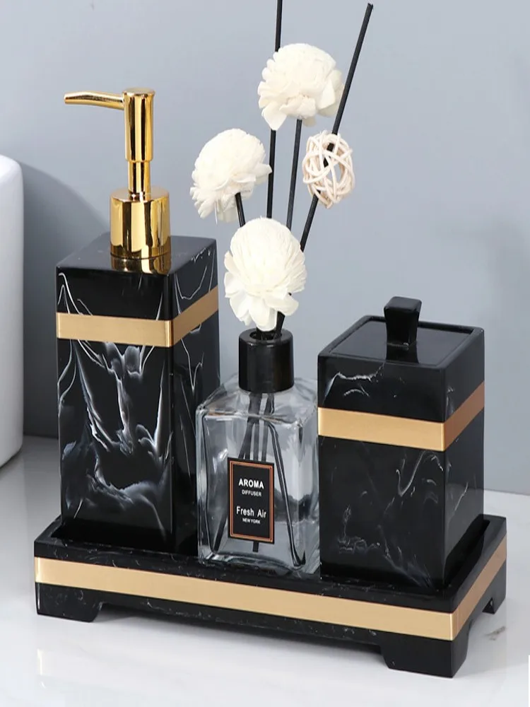 Nordic Resin Tray Hotel Marble Texture Storage Tray Bathroom Toiletries Counter trays Toiletries Dental Plates Bathroom Accessor 5