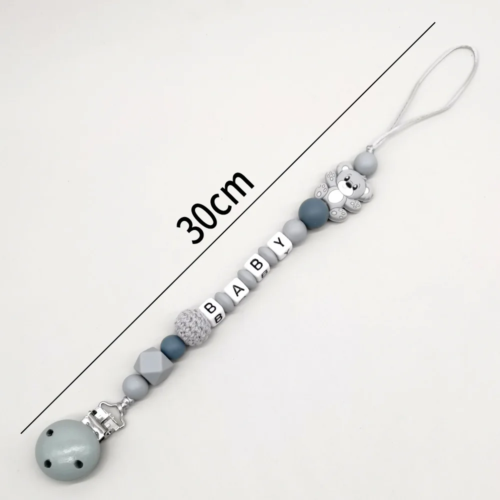 Baby Customizable Personalized Name Baby Pacifier Clip, Alphabet Beads, Safe Silicone Material