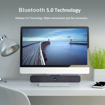 DOSS Computer Speaker Bluetooth Sound Bar 16W Stereo Bass Sound Music Box 20 Hours Playtime SoundBar for Laptop PC Smart Phone 3
