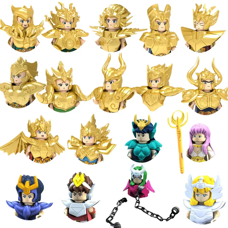 Аниме игрушки Saint Seiya строительные блоки атена Шири ИККИ фигурки Золотого воина кирпичи Мультяшные игрушки для детей подарки на день рождения