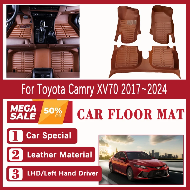 

Автомобильные коврики для Toyota Camry XV70 Daihatsu Altis 2017 ~ 2024, кожаные коврики, накладки на ножки для левой руки, прокладки для водителя, автомобильные аксессуары