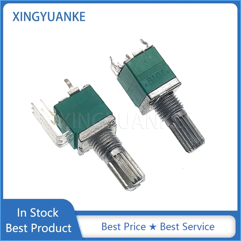 RV097NS Single Link Vertical 5-Pin Potentiometer With Switch B10K B50K B100K Bend Feet Flower Shaft 15MM 5PCS