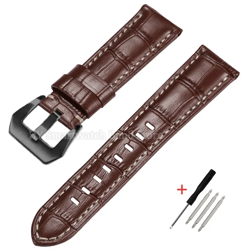 Luxury Leather Watch Strap - Waterproof Cowhide Wrist Band with Metal Buckle Bracelet